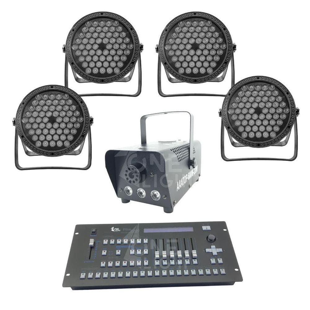 Kit 4 Par Led 3 Em 1 + Máq. De Fumaça 600W + Mesa Pilot