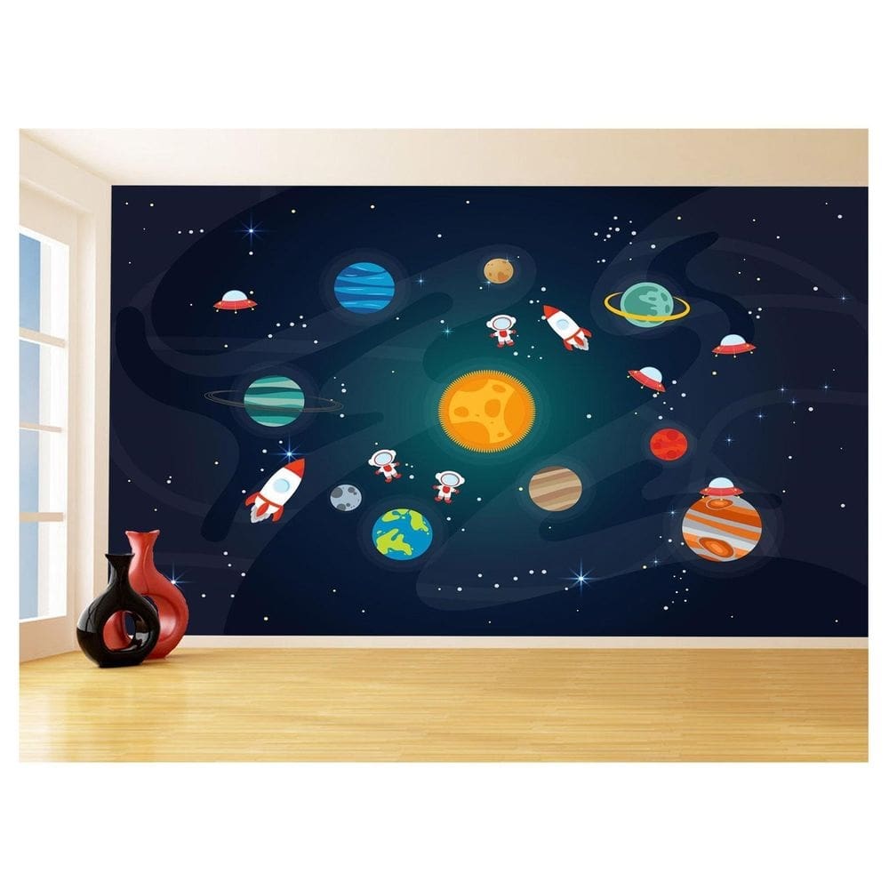 Papel De Parede 3D Espaço Estrelas Planetas 3,5M Nsp189