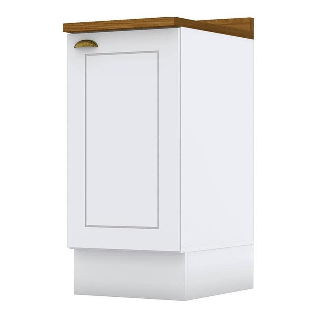 Balcão 1 Porta 40 cm Americana Branco com Tampo Nature – Henn