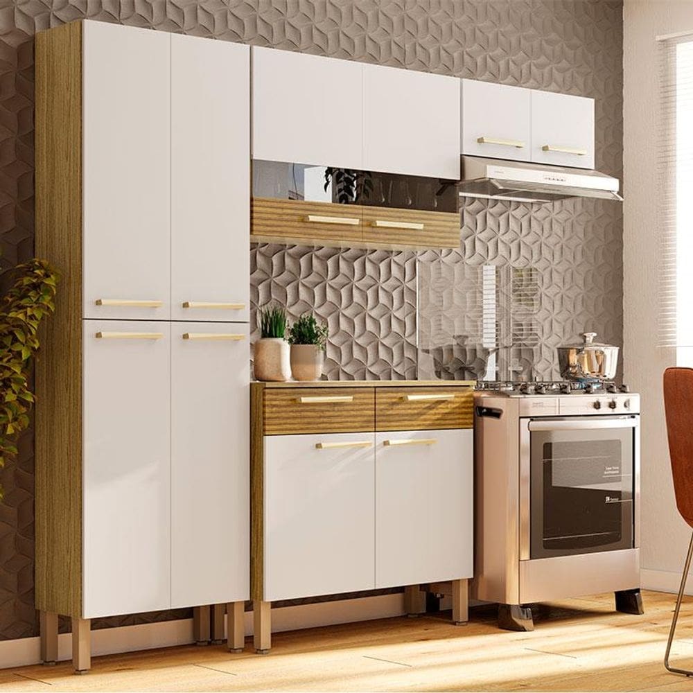 Kit Cozinha Ambiente Nala 4 Peças Freijó Supremo Ripado - Kits Paraná
