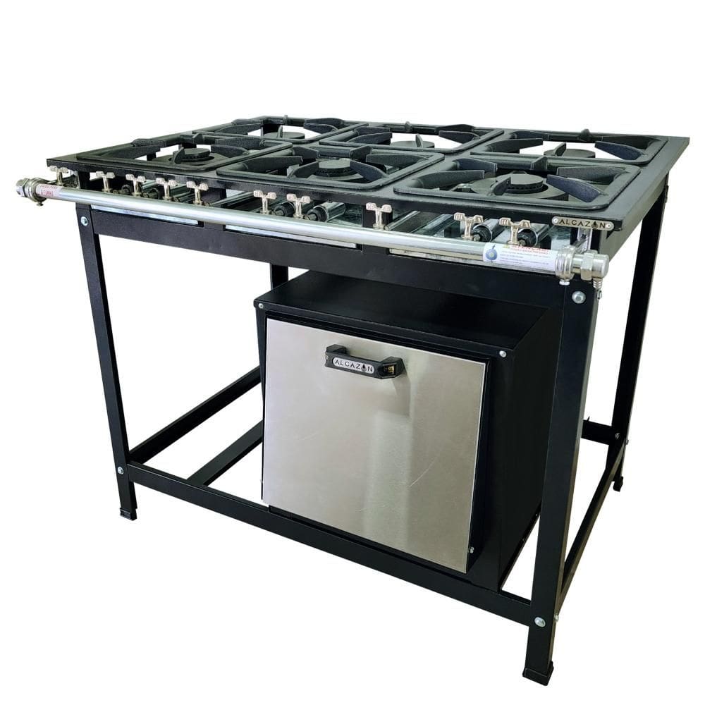 Fogão 6 Bocas Alcazon Baixa Pressão C/ Forno 60l Inox - Acz-005+aczf-001