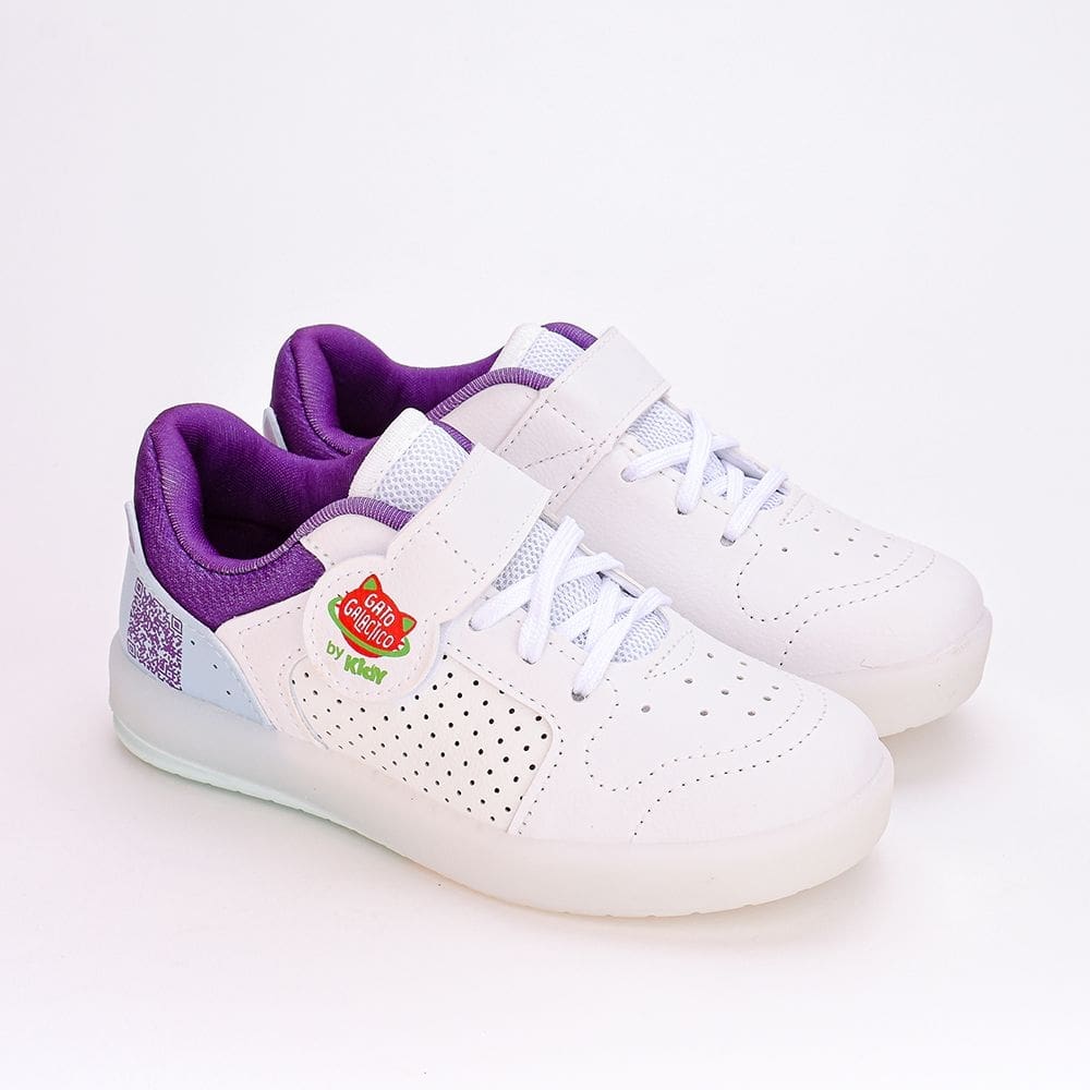 Tênis Infantil Led e Luz Kidy Hype Gato Galactico Roxo