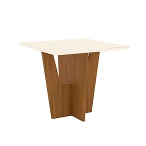 Mesa de Jantar Vértice 90 cm Tampo Reto com Vidro Nature Off White – Henn