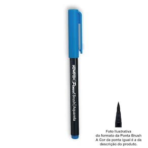 Caneta Brush Pen Newpen - Azul Ciano  2985