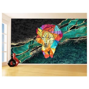 Papel De Parede Animais Pop Art Lobo Colorido 3,5M Pxa590