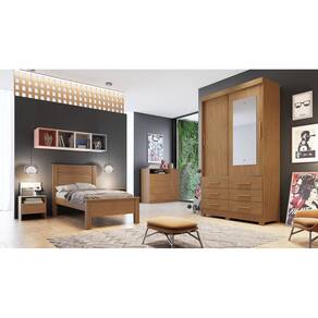 Guarda Roupa Solteiro com Espelho 2 Portas 6 Gavetas - Capri-Cumaru - Móveis Novo Horizonte