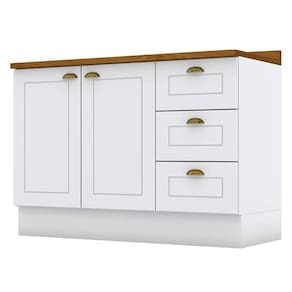 Balcão de Cozinha 120 cm Nova York Branco com Tampo Nature – Henn