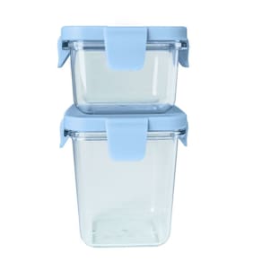 Kit com 2 Potes em Tritan Azul Bebê  - Marcus & Marcus