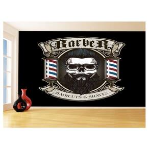 Papel De Parede 3D Barbearia Barber Shop Logo 3,5M Brb27