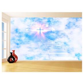 Papel De Parede 3D Religioso Escada Paraíso Céu 3,5M Rl70