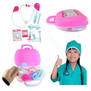 Maleta Rosa de Médico com Acessórios 11 Peças