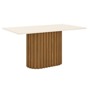 Mesa de Jantar Solana 160 cm Canto Reto sem Vidro Nature Off White - Henn