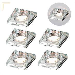 5 Spot Espelhado De Cristal Embutir Quadrado Mr16 Ac593