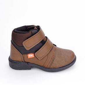 Bota Coturno Infantil Kidy Max Fecho Duplo Café e Preto