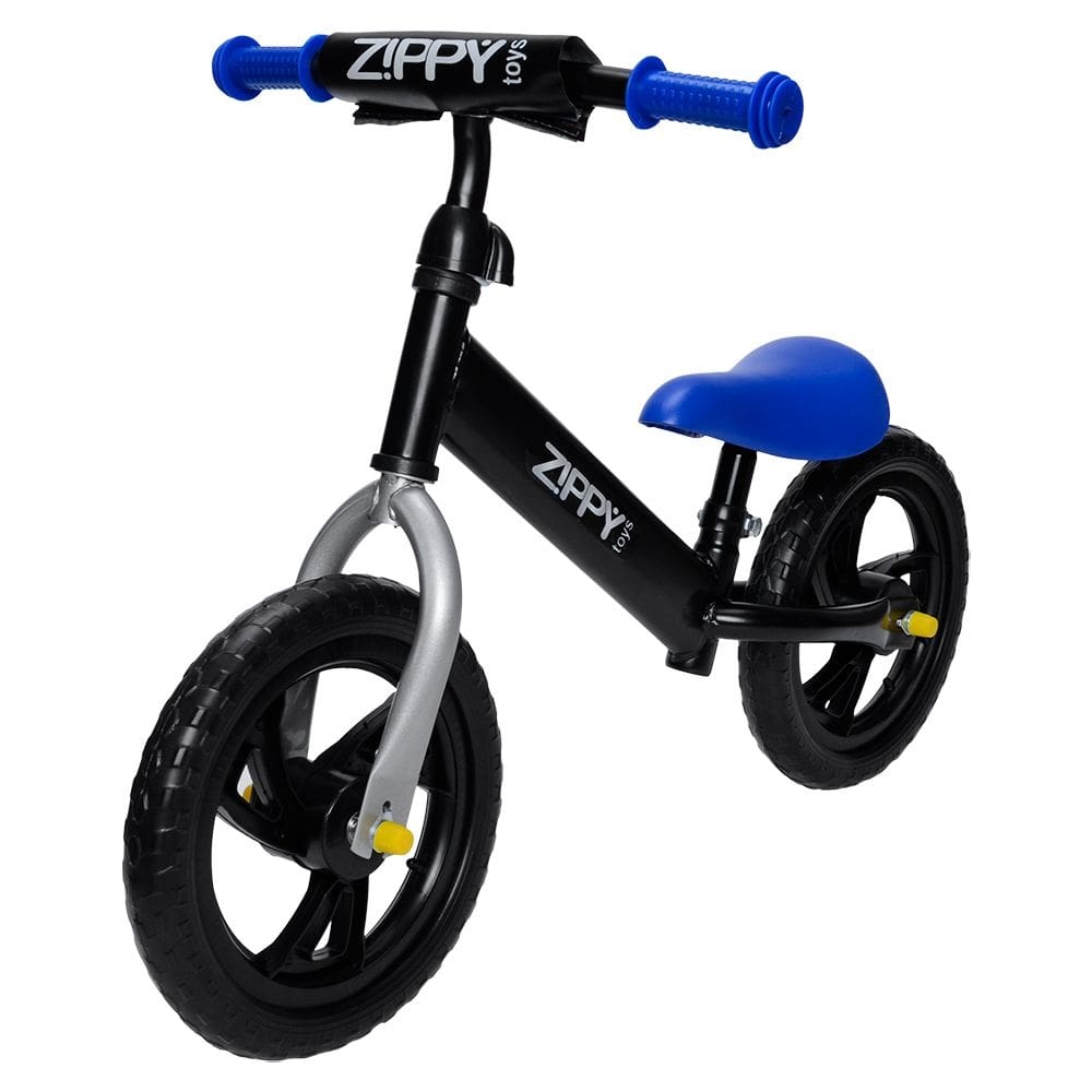 Bicicleta Infantil Aro 12 Sem Pedal Para Equilíbrio Zippy Toys Bike 2 Rodas Com Banco Regulável Azul