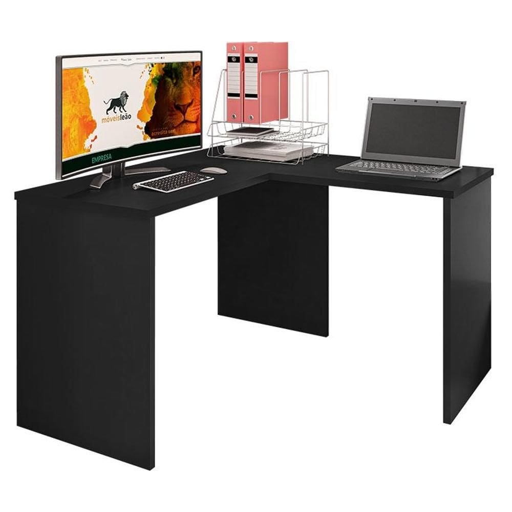 Mesa para Computador Gávea com Extensora Preto Trama - Móveis Leão