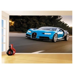 Papel De Parede 3D Carro Bugatti Chiron Pista 3,5M Car20