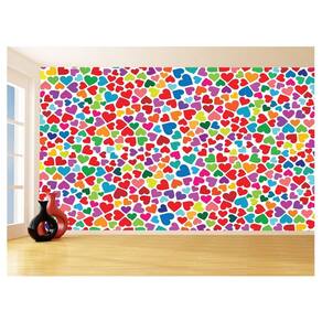 Papel De Parede 3D Textura Corações Coloridos 3,5M Txt221