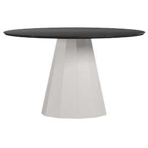 Mesa de Jantar 135x135 cm Isis com Vidro Off White Preto – New Ceval