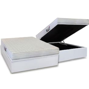 Cama Box Baú Casal: Colchão Ortopédico Herval D28 / AG65 Frontier + Base CRC Courano White(138x188)