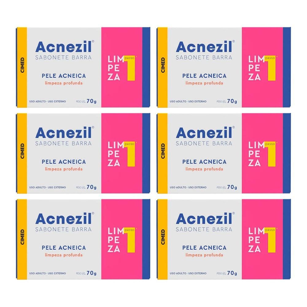 Kit c/6 und Acnezil Sabonete em Barra 70g Pele Acneica