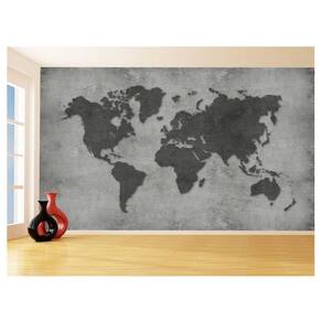 Papel De Parede 3D Mapa Mundi Cimento Concreto 3,5M Nmu28