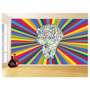 Papel De Parede Animais Pop Art Lobo Colorido 3,5M Pxa606