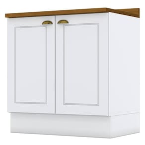 Balcão 2 Portas 80 cm Nova York Branco com Tampo Nature – Henn