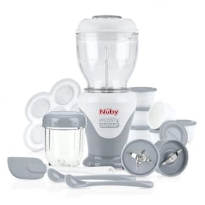 Mighty Liquidificador Ideal para Comidas de Bebê com Livro de Receitas 22 PCS, NUBY 5685, Cinza