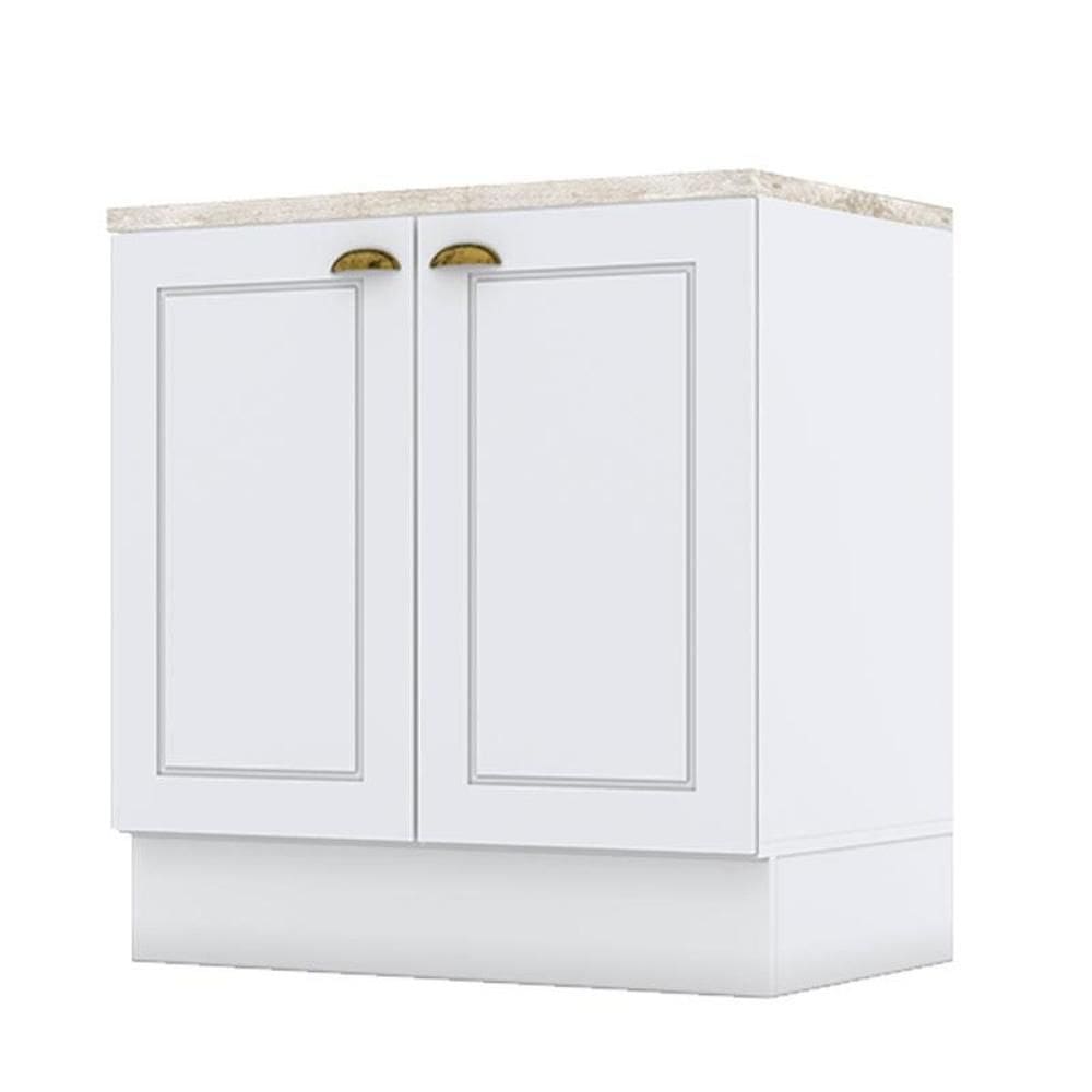 Balcão 2 Portas 80 cm Americana Branco com Tampo Cooktop Calcare – Henn