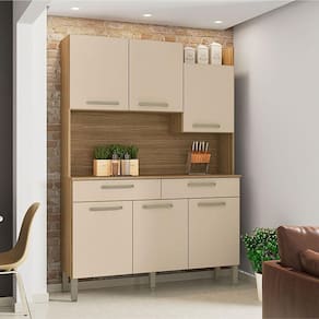 Kit Cozinha Ambiente Modena 6 Portas Freijó Vanilla - Kits Paraná