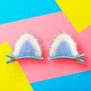 Orelhas de Gatinho Pelúcia Infantil Presilha Bico de Pato Cabelo Maluco Fofo Engraçado Azul 2 unid (1 par)
