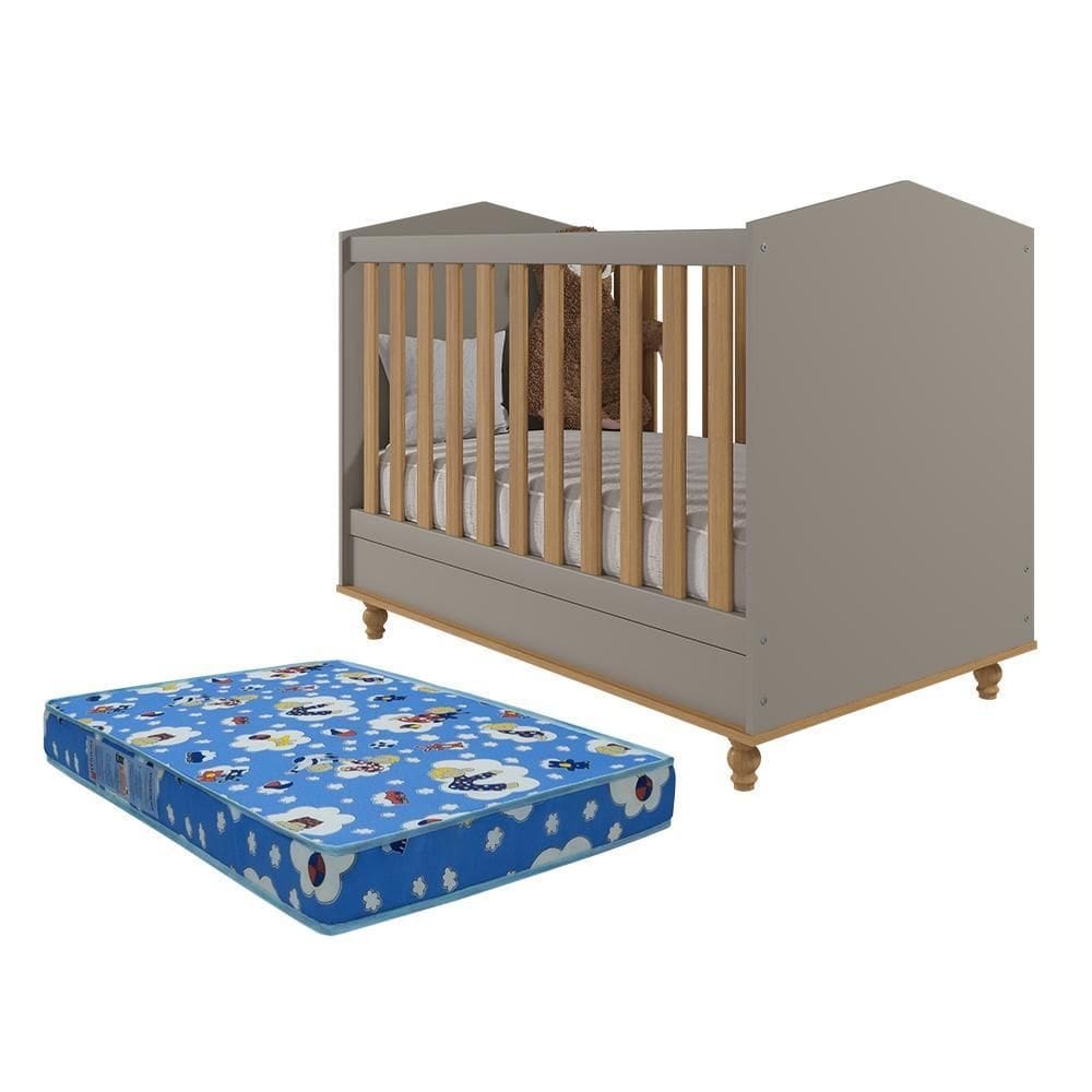 Berço Americano Mini Cama Mimo com Colchão Physical - Permóbili Baby