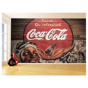 Papel De Parede 3D Arte Retrô Coca Cola Mural 3,5M Tra60