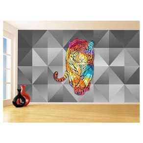 Papel De Parede 3D Animais Pop Art Tigre Felino 3,5M Pxa149