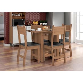 Mesa de Jantar com 4 Cadeiras Ambiente Milano Carvalho Preto - Poliman