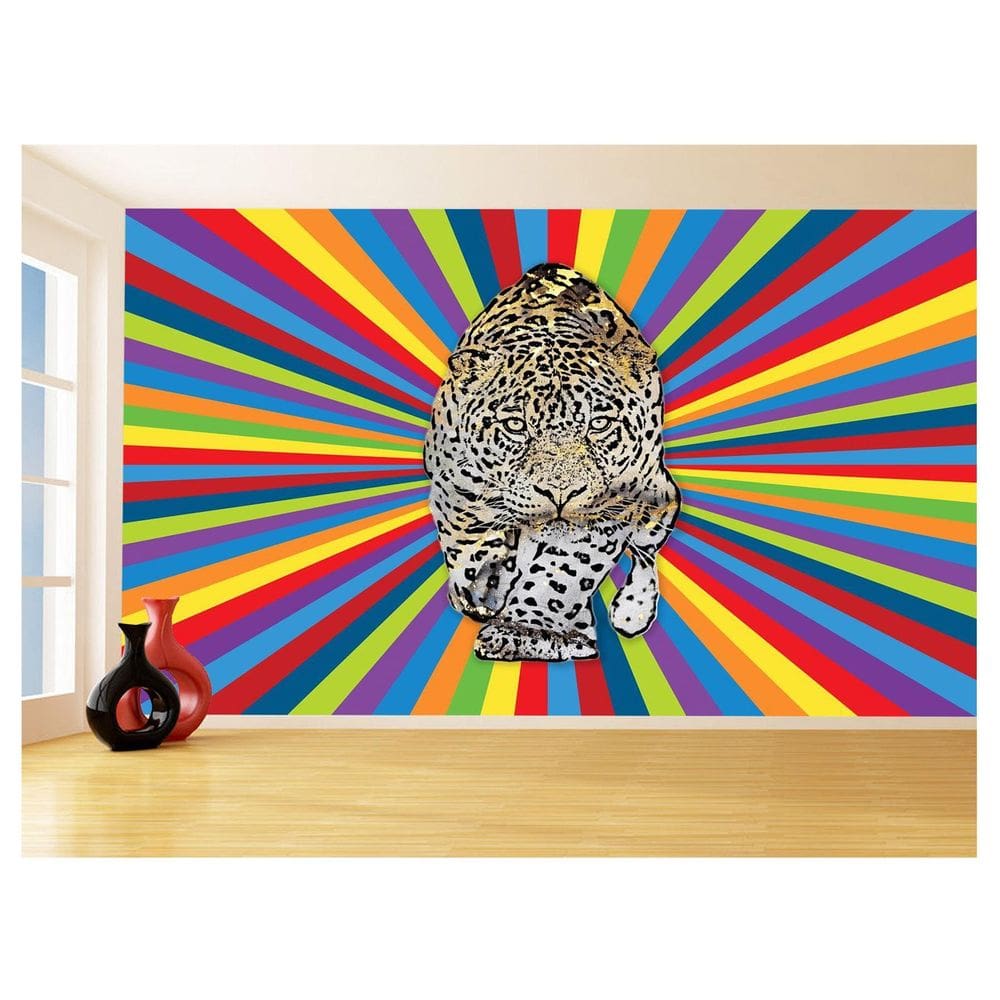 Papel De Parede 3D Animais Pop Art Onça Pintada 3,5M Pxa87