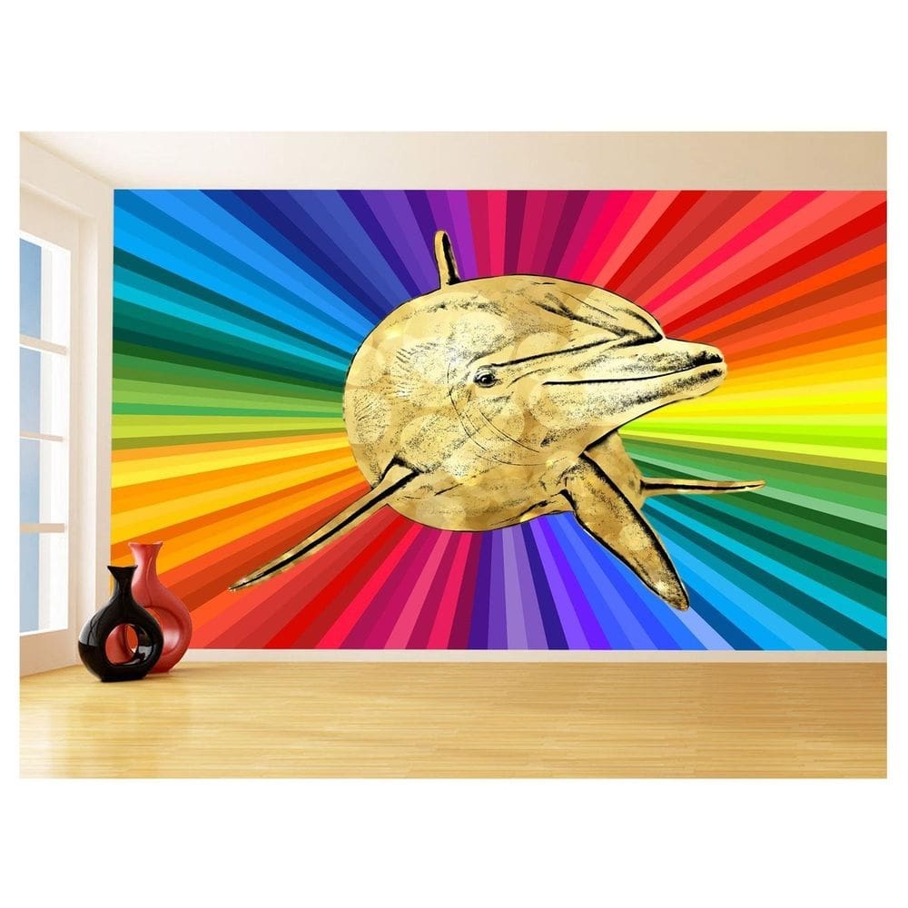 Papel De Parede 3D Animais Pop Art Golfinho Cor 3,5M Pxa288