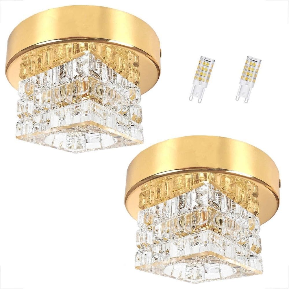 Kit 2 Spot Cristal Sobrepor Plafon Dourado Brilhoso Bet44 +