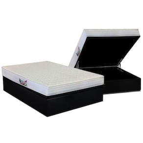 Cama Box Baú Casal: Colchão Espuma Herval D28 / AG65 Frontier + Base CRC Suede Black(138x188)