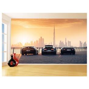 Papel De Parede 3D Carro Bugatti Chiron Pista 3,5M Car23