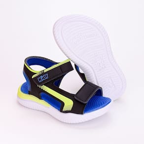 Sandália Infantil Masculino Kidy Preto Azul e Amarelo Neon