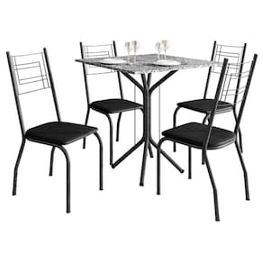 Mesa de Jantar Thais 70x70 cm com Granito Ocre Itabira com 4 Cadeiras 063 Preto - Artefamol