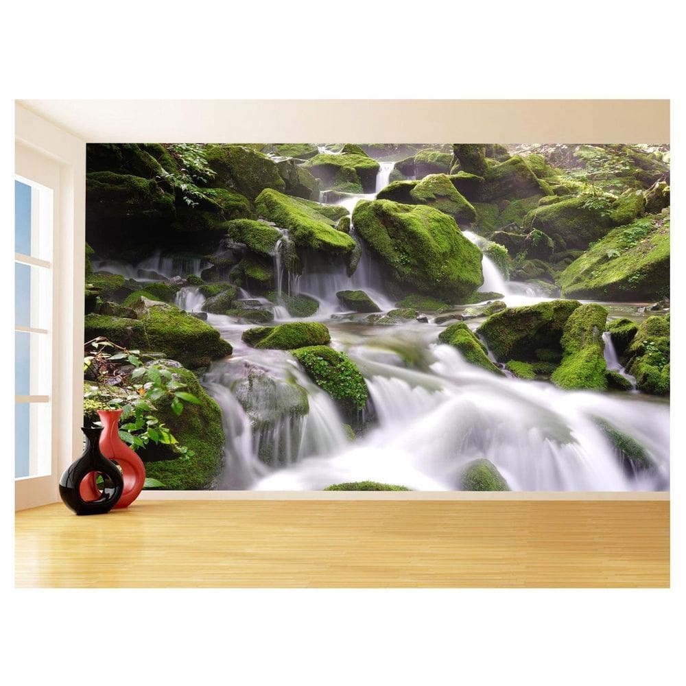 Papel De Parede 3D Paisagem Cachoeira Florestas 3,5M Nch258