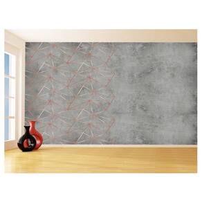 Papel De Parede 3D Concreto Linhas Dourado Rose 3,5M Kkt175