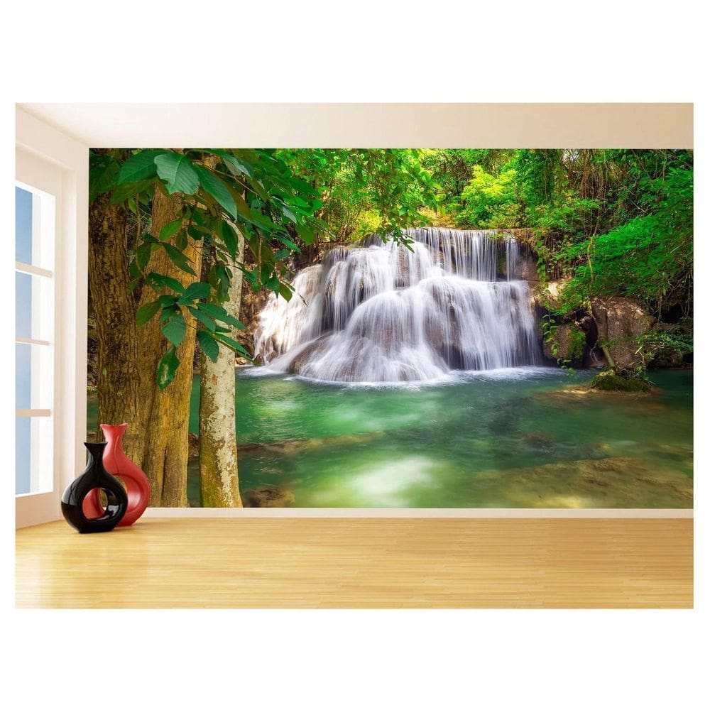 Papel De Parede 3D Paisagem Cachoeira Florestas 3,5M Nch234