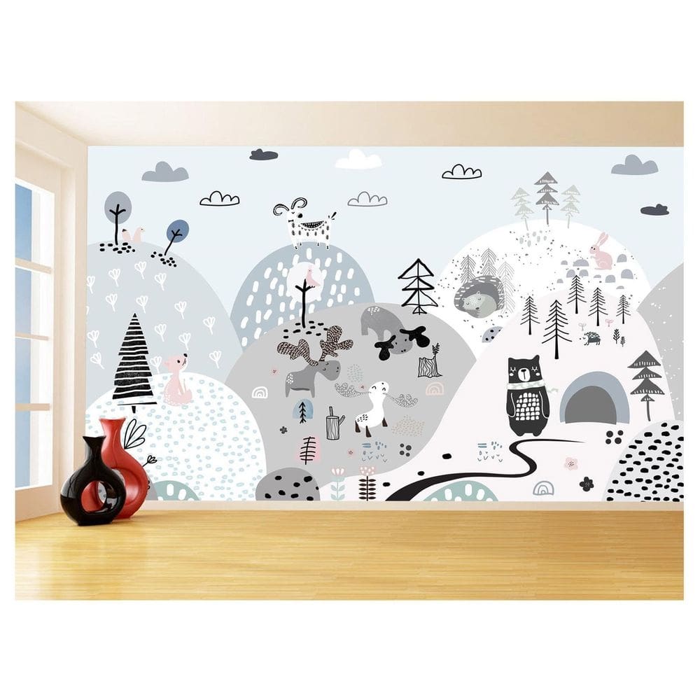 Papel De Parede 3D Infantil Bichinos Floresta 3,5M Azs358