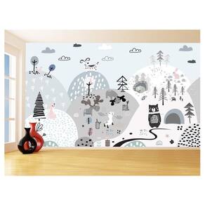 Papel De Parede 3D Infantil Bichinos Floresta 3,5M Azs358