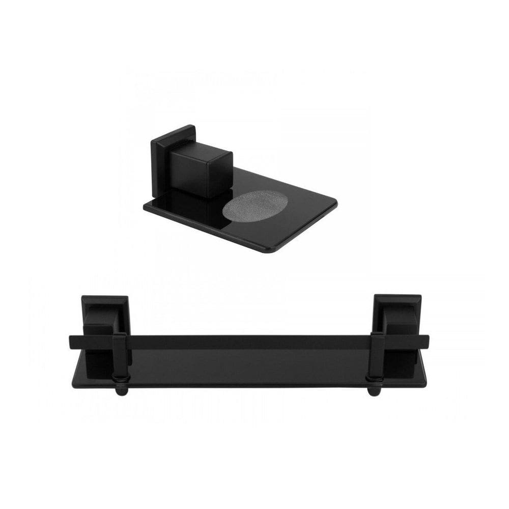 Kit Saboneteira e 1 Porta Shampoo com Haste  Ducon Metais Black