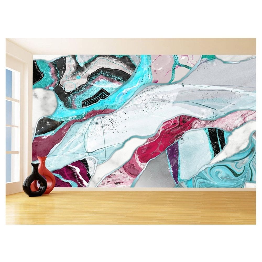 Papel De Parede 3D Estilo Marmore Tintas Cores 3,5M Mbr81